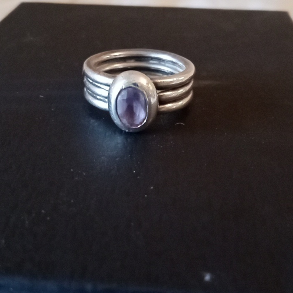 Sterling silver ring with purple stone size six
